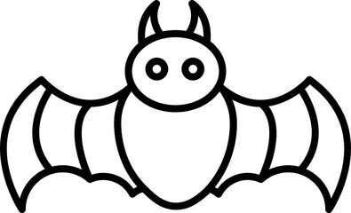 Bat Line Art Icon for Halloween Party, Spooky Logo, Web, Banner, and Seasonal Design. Outlined bat icon for Halloween use in logos, web, banners, flyers, and social media. Clean spooky line.