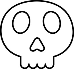 Skull Line Art Icon for Halloween Party Flyers, Horror Posters, Logos, and Spooky Design. Outlined skull icon for Halloween party, horror-themed designs, banners, posters, and social media. 