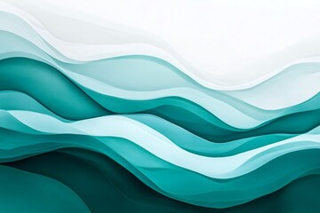 Obraz premium Turquoise and white waves flowing together, forming a minimalist and modern abstract artwork that exudes elegance and energy