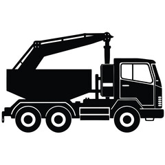 concrete pump truck silhouette vector art