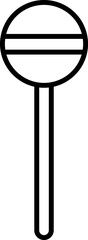 Lollipop Line Art Icon for Halloween Candy, Trick or Treat, Party Flyers, and Sweet Festive Branding. Outlined lollipop icon for Halloween candy themes, trick-or-treat flyers, kids’ party banners.