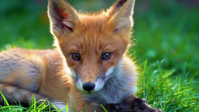 red fox in the grass