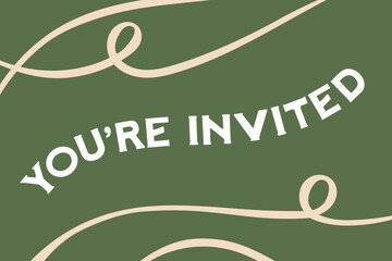 You're Invited Post Card, You're Invited Background, Invitation Greeting Card, Invitation Text, Vector Illustration