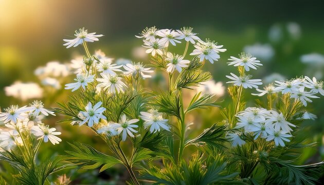 asterisk lanceolate healing medicinal plants in nature white small flowers