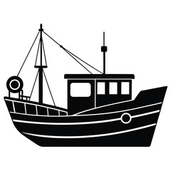 fishing boat silhouette vector art