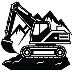 mining excavator silhouette vector art