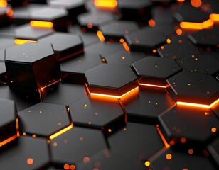 Glowing Hexagon Tech Background.