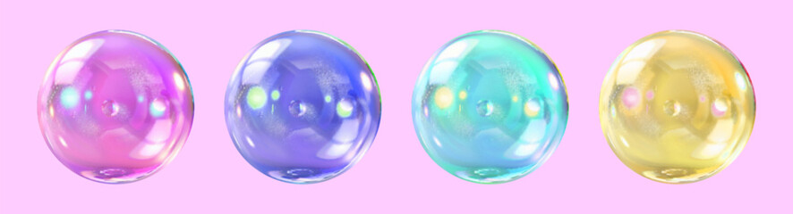 Colorful glossy orb. Abstract 3D light sphere with glare. Iridescent liquid like geometry.