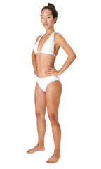 Fototapeta premium Asian woman in white bikinis png mockup