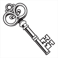 antique key vector art illustration