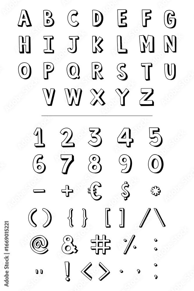 Poster styled alphabet and symbol set design element