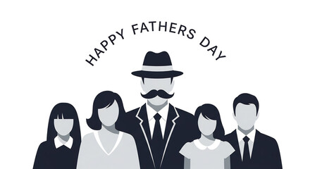 Fathers Day celebration vector illustration with a loving family portrait, ideal for greeting cards, social media posts, website banners, and holiday event promotions,