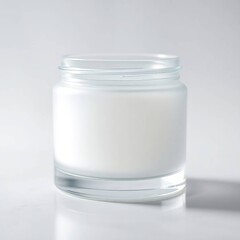 Empty frosted glass cream jar. (1)
