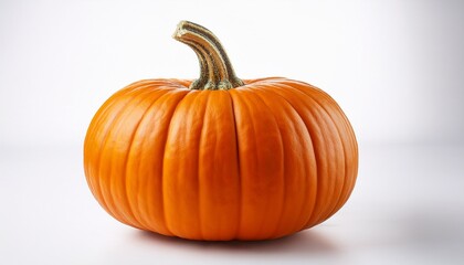 Obraz premium orange pumpkin with ridged surface on white background