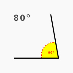 80 degree angle icon in mathematics