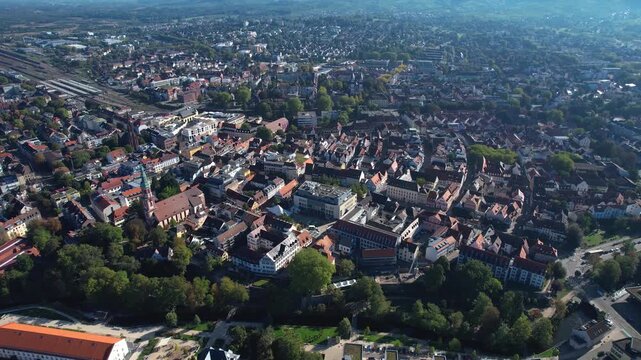 Aerial view of the Offenburg in Germany on a late sunny day in summer. 