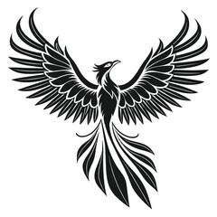 Obraz premium Phoenix wings covering frozen storm silhouette