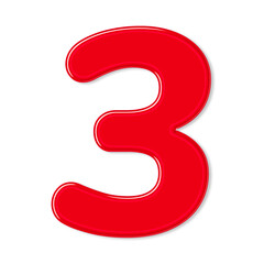 Bold jelly embossed number 3 png typography