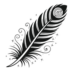 Obraz premium Phoenix feather glowing with spiral sparks silhouette