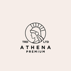 Premium goddess Athena on circle line logo design