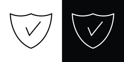 Shield check icons, vector best stroke icon EPS