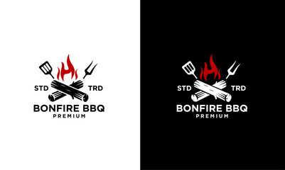 Bonfire Flame Barbecue Grill food Logo