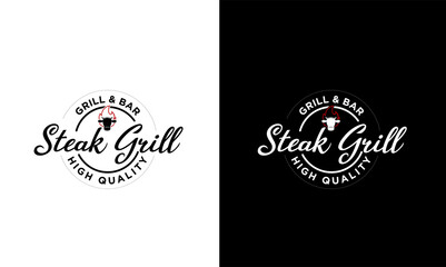 Barbecue Grill food beef and steak Logo