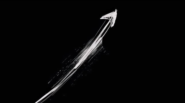 Animated white drawing itself ink brush