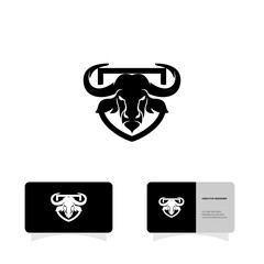 buffalo head on shield logo design