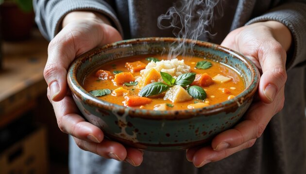 Warm and comforting bowl of homemade soup