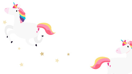 White unicorn colorful png cartoon for kids