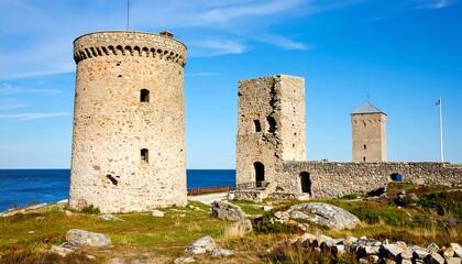 Coastal Stone Towers with Sunny Day.