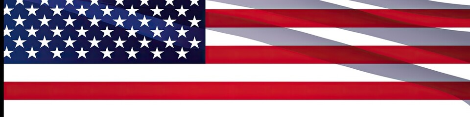 Naklejka premium A stylized depiction of a national flag, featuring red and white stripes, a blue canton filled with white stars, and subtle diagonal shading suggesting folds or movement. T