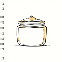 Handdrawn cream jar with beauty product.