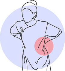 Minimalist Drawing of a Woman Feeling Lower Back Pain