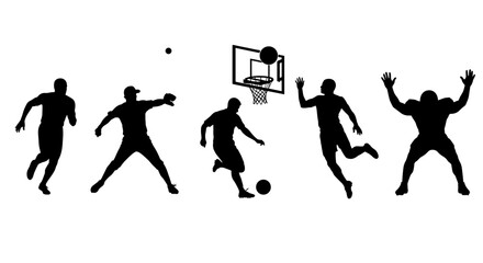 Dynamic silhouettes showcasing various sports activities and athletic skills
