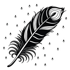 Obraz premium Phoenix feather glowing in spiral rain silhouette
