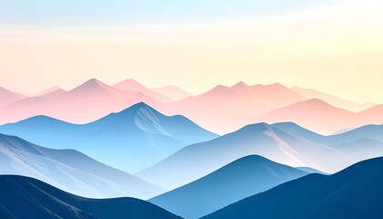 Pink  Blue Mountain Range Sunrise.