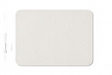 Embossed floral rectangular coaster protecting beverage surfaces, crafted with decorative elegance on clean transparent backdrop