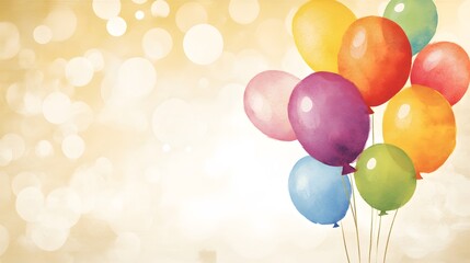 Colorful Watercolor Balloons Festive Background