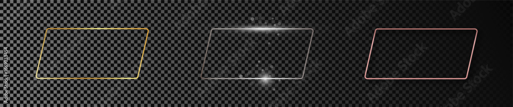 Poster set of three rounded rhombus frames