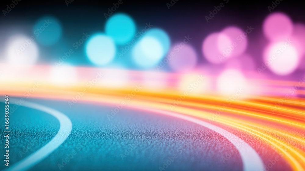 Poster colorful light trails create a dynamic atmosphere in a nighttime setting