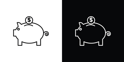 Piggy bank icon. Signs and symbols for mobile app, UI, UX