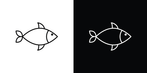 Fish icon. Signs and symbols for mobile app, UI, UX