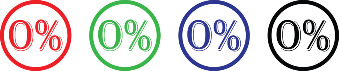 0% Zero Percent Discount and Sale Tags