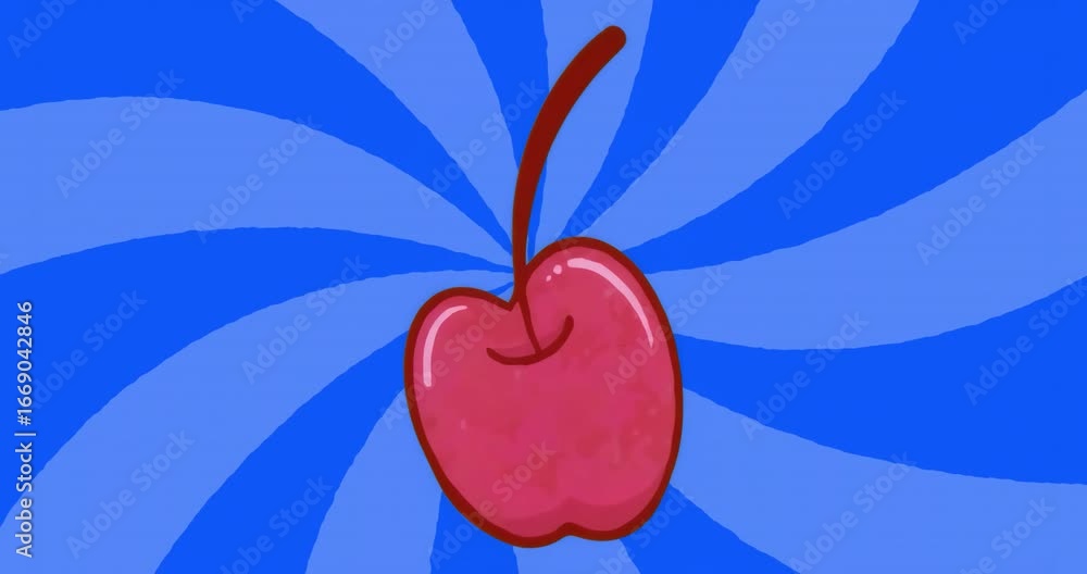 Aufkleber cherry appearing center triggers bicolor blue swirl rotating clockwise while stem swaying in loop