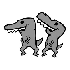 2 T-Rex Tyrannosaurus Team Best Friends Funny Happy Crew