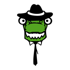 Obraz premium Mr. T-Rex Tyrannosaurus Sir Gentleman Hat Tie Suit Gangster