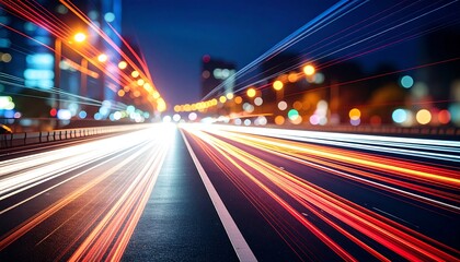 Obraz premium City Night Highway Light Trails.