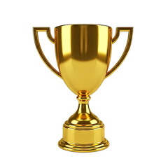 A polished gold trophy, gleaming against a pure black background, stands as a symbol of achievement and victory.